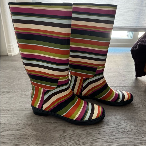 Coach Striped Multicolor Rain Boots - Picture 1 of 9